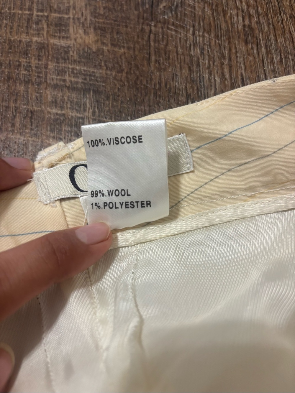 Vintage Chloé Cream Wool Pinstripe Trousers - Picture 5 of 8
